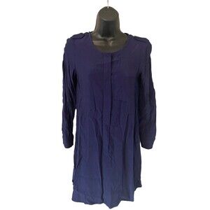 Madewell Cargo Tunic Shirt Dress Navy Blue Long Sleeve Size XS